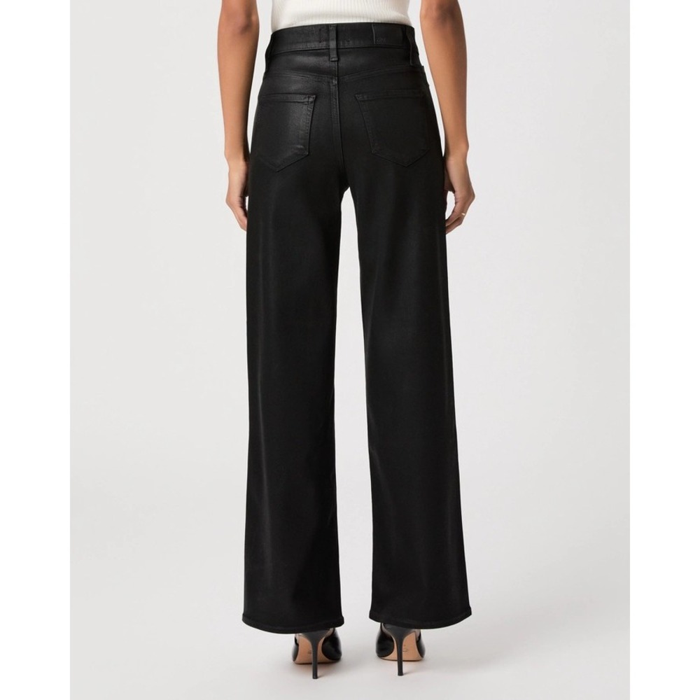 NWT PAIGE Jeans Womens 29 Black Anessa 31 High Rise Wide Leg Fog Luxe Coating - Picture 2 of 16